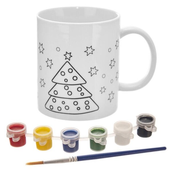 Porcelánový hrnček STROMČEK s farbami a štetcom, 380 ml
