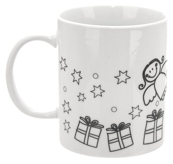 Porcelánový hrnček STROMČEK s farbami a štetcom, 380 ml
