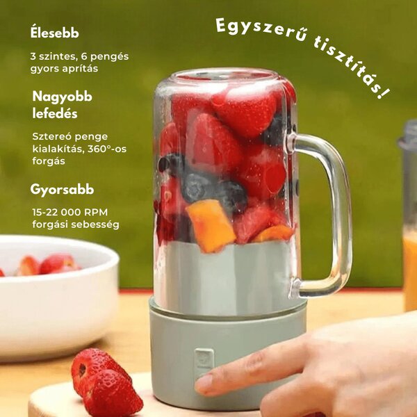 Multifunkčný prenosný mixér a pohár na pitie, 340 ml – zelený