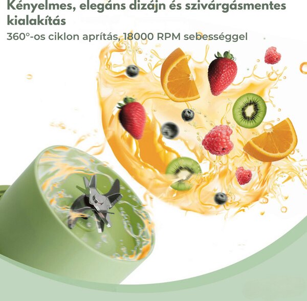 Multifunkčný prenosný mixér a pohár na pitie, 340 ml – zelený