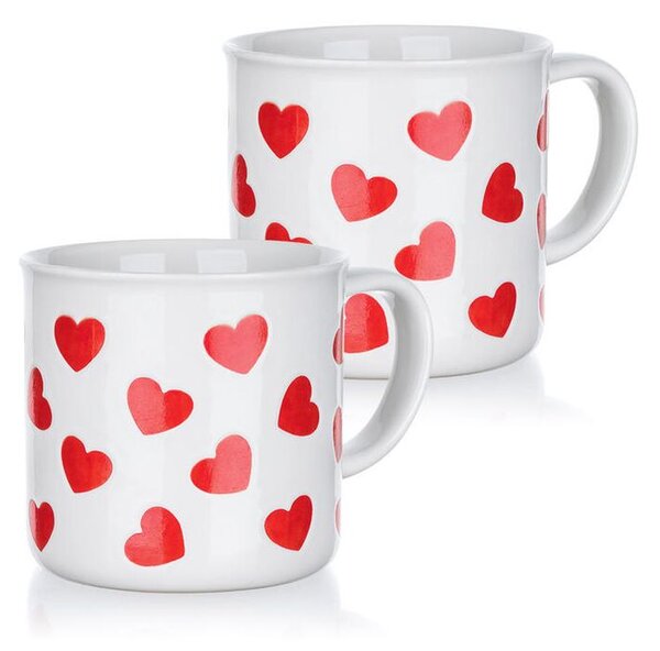 Súprava keramických hrnčekov RED HEARTS 350 ml 2 ks