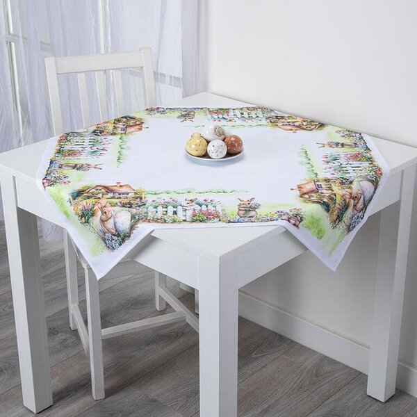Stredový obrus s potlačou ZAJAČIKOVIA V ZÁHRADE 85 x 85 cm