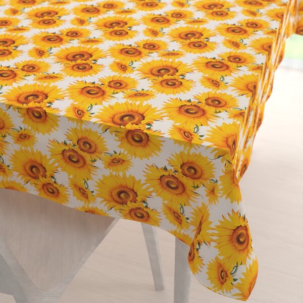 Biante Dekoračný obdĺžnikový obrus PML-102 Slnečnice na bielom 50x100 cm