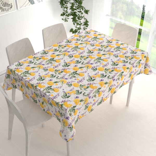 Biante Dekoračný obdĺžnikový obrus PML-103 Pomaranče medzi kvetmi na bielom 50x100 cm