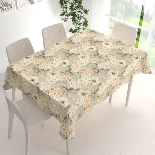 Biante Dekoračný obdĺžnikový obrus PML-106 Maľované kvety na béžovom 50x100 cm
