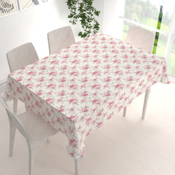Biante Dekoračný obdĺžnikový obrus PML-107 Ružové ružičky na bielom 50x100 cm