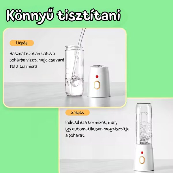 Prenosný, multifunkčný, bezdrôtový mini mixér s prenosnými pohármi - 450 ml - biely