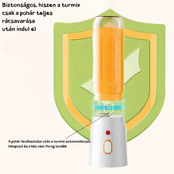 Prenosný, multifunkčný, bezdrôtový mini mixér s prenosnými pohármi - 450 ml - biely