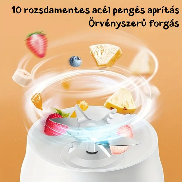 Prenosný, multifunkčný, bezdrôtový mini mixér s prenosnými pohármi - 450 ml - biely