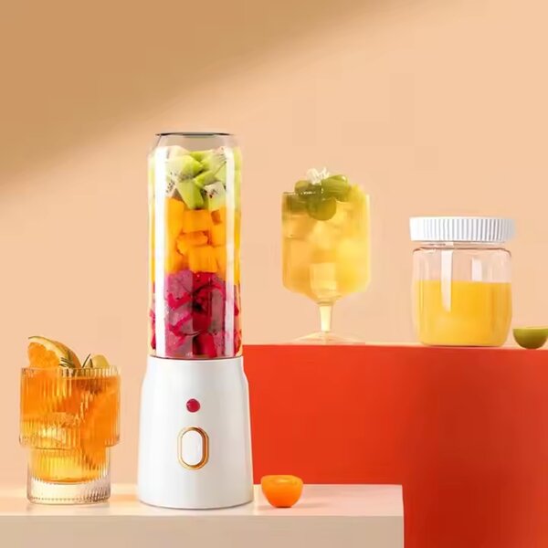 Prenosný, multifunkčný, bezdrôtový mini mixér s prenosnými pohármi - 450 ml - biely