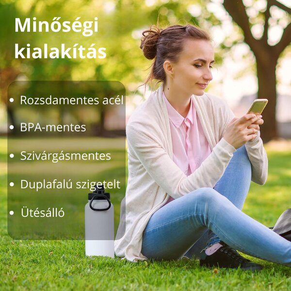 Termoska z nehrdzavejúcej ocele s nepriepustným uzáverom na studené a teplé nápoje - 950 ml - biela