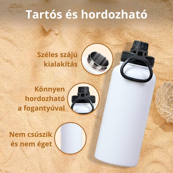 Termoska z nehrdzavejúcej ocele s nepriepustným uzáverom na studené a teplé nápoje - 950 ml - biela