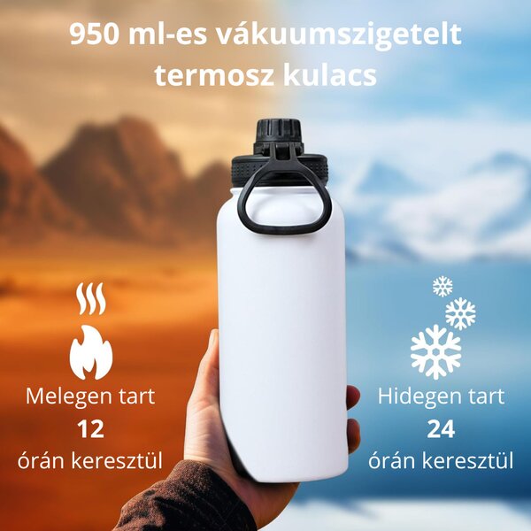 Termoska z nehrdzavejúcej ocele s nepriepustným uzáverom na studené a teplé nápoje - 950 ml - biela