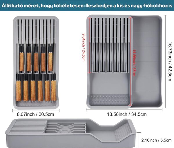 Držiak a organizér na nože - sivý