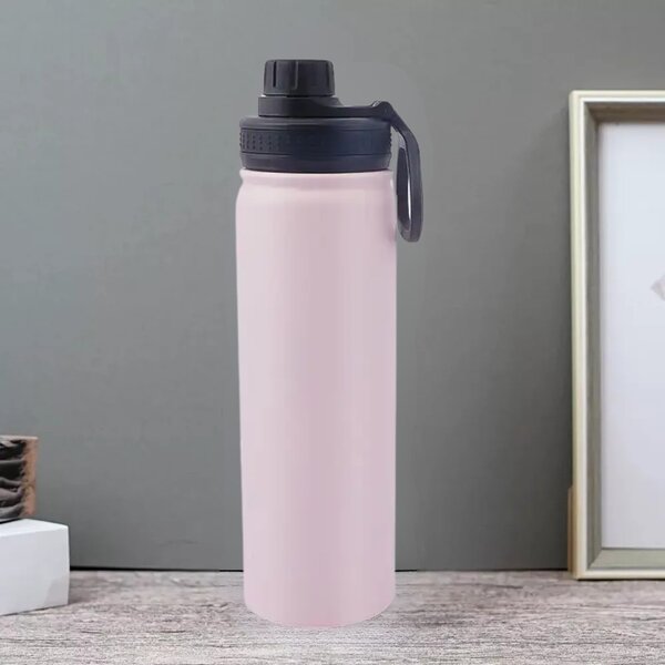 Ružová termoska z nehrdzavejúcej ocele s nepriepustným uzáverom, funkcia udržiavania chladu aj tepla - 650 ml