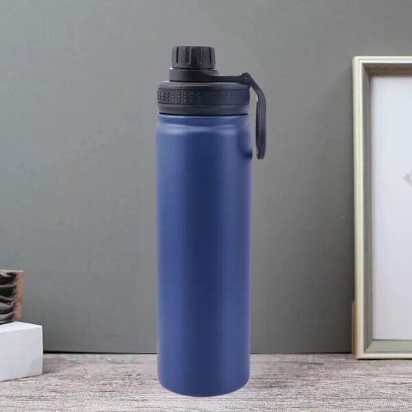Modrá termoska z nehrdzavejúcej ocele s nepriepustným uzáverom, funkcia udržiavania chladu aj tepla - 650 ml