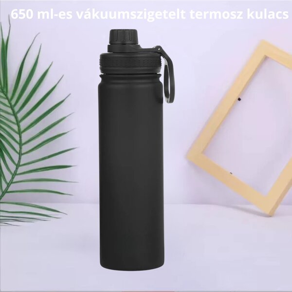 Čierna termoska z nehrdzavejúcej ocele s nepriepustným uzáverom, funkcia udržiavania tepla aj chladu - 650 ml