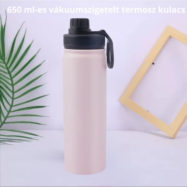 Ružová termoska z nehrdzavejúcej ocele s nepriepustným uzáverom, funkcia udržiavania chladu aj tepla - 650 ml