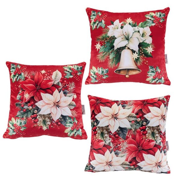 Sada 3 ks obliečok na vankúšiky RED POINSETTIA 45 x 45 cm
