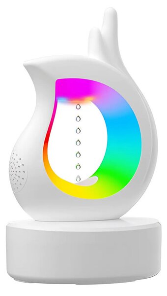Plávajúci zvlhčovač vzduchu s kvapkou vody, Bluetooth reproduktorom a náladovým osvetlením, biely