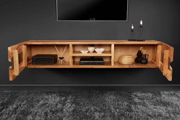 Dizajnový závesný TV stolík Argentinas 160 cm akácia