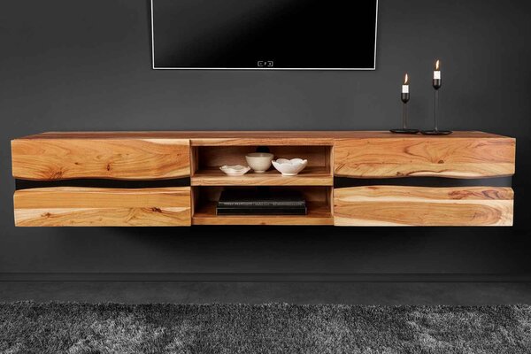 Dizajnový závesný TV stolík Argentinas 160 cm akácia