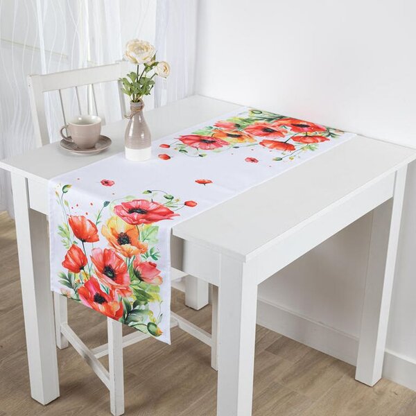 Behúň s potlačou ČERVENÉ VLČIE MÁKY 40 x 110 cm