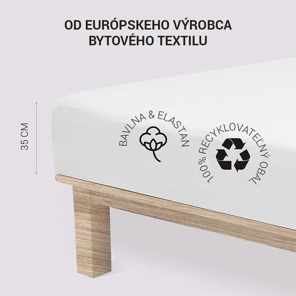 Napínacia plachta na posteľ jersey s elastanom biela 90 x 200 cm