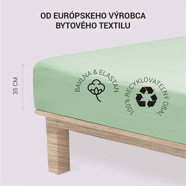 Napínacia plachta na posteľ jersey s elastanom zelená 90 x 200 cm