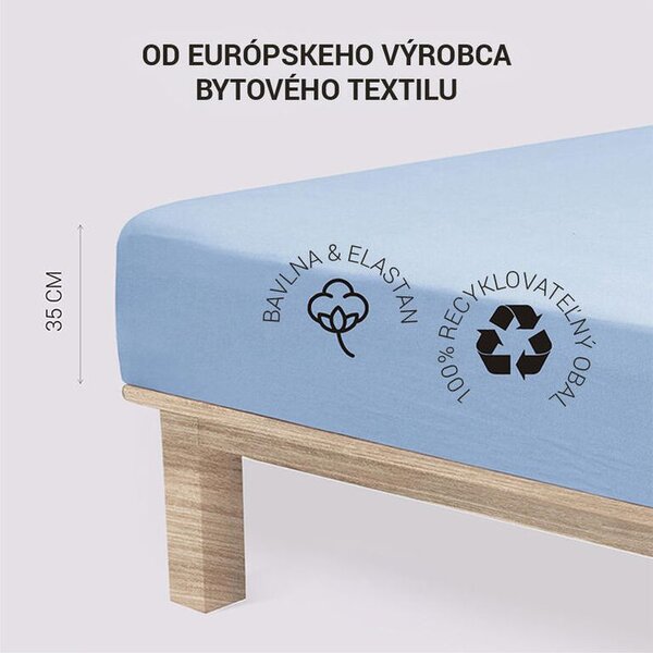 Napínacia plachta na posteľ jersey s elastanom modrá 90 x 200 cm