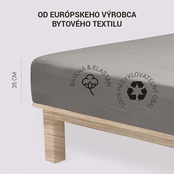 Napínacia plachta na posteľ jersey s elastanom antracitová 90 x 200 cm