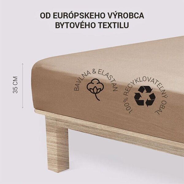 Napínacia plachta na posteľ jersey s elastanom orechová 90 x 200 cm