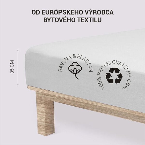 Napínacia plachta na posteľ jersey s elastanom šedá 90 x 200 cm