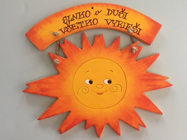 Slniečko široké s ceduľkou s nápisom Slnko v duši všetko vyrieši Keramika Andreas