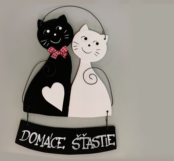 Mačka a kocúr s ceduľkou s nápisom Domáce šťastie Keramika Andreas