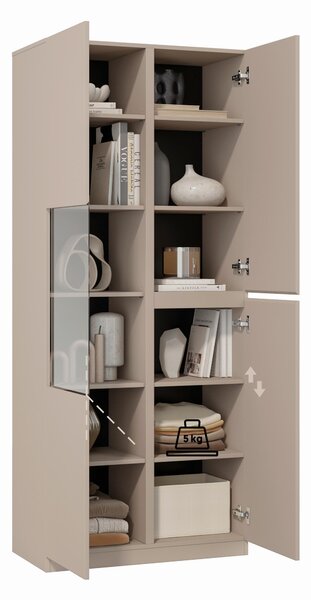VITRÍNA, taupe, 79,4/187,5/40 cm MID.YOU - Sklenené vitríny, Online Only