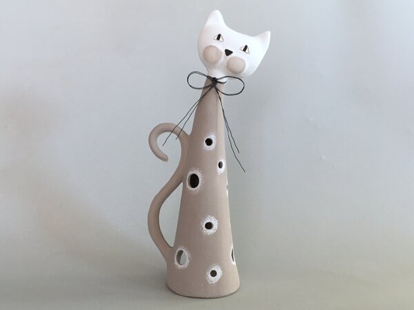 Kočka na svíčku velká cappuccino Keramika Andreas