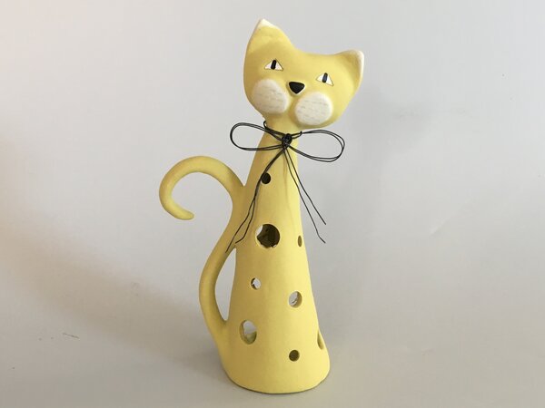 Kočka na svíčku střední hrušková Keramika Andreas