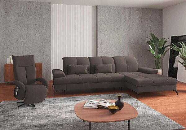 ROHOVÁ SEDAČKA, textil, grafitová Sit & More - Sedačky, Online Only
