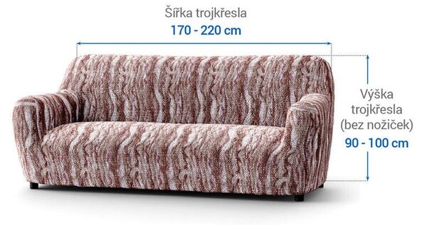 Bielastické poťahy OCEANO NOVÉ hnedo-vínové trojkreslo (š. 170 - 220 cm)