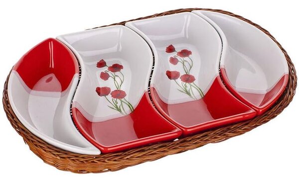 Keramická servírovacia miska 4 dielna oválna Maky, BANQUET