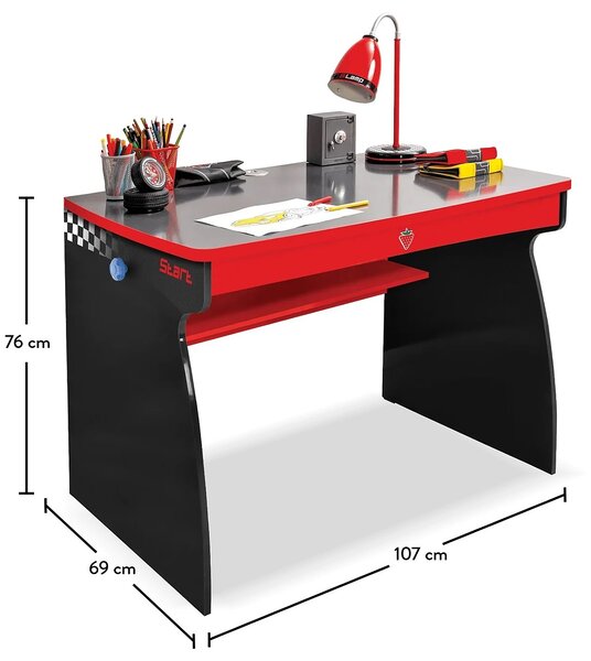 Detský písací stôl Rally - červená/čierna