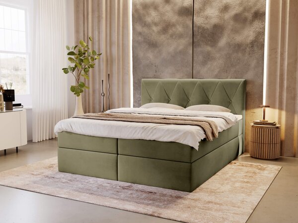 Čalúnená boxspring posteľ DEAN - olivová Rozmer: 180x200