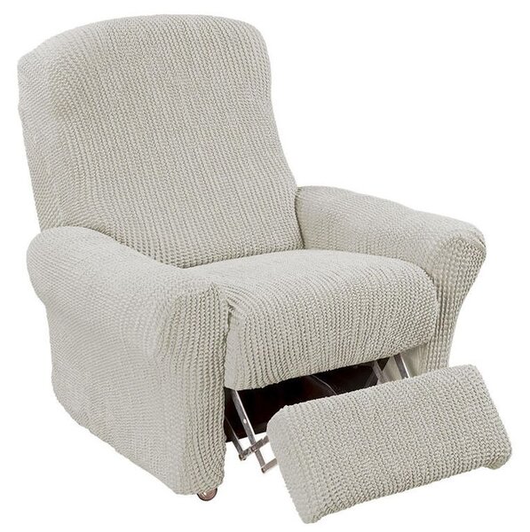 Super strečové poťahy GLAMOUR smotanová dvojkreslo s drevenými rúčkami (š. 140 - 170 cm)