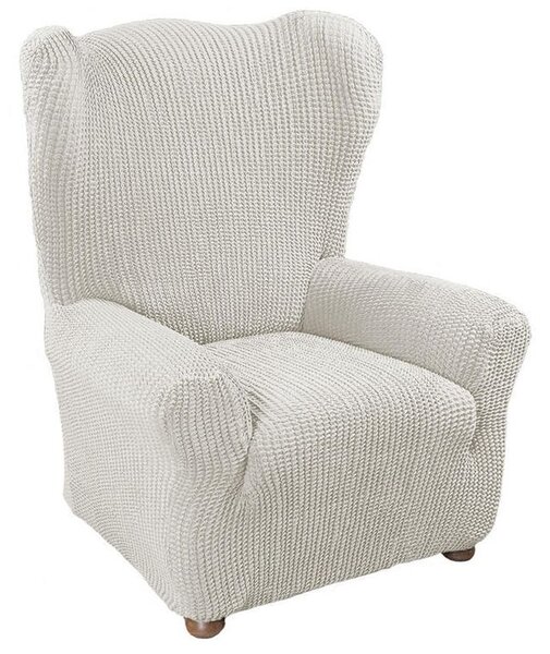Super strečové poťahy GLAMOUR smotanová dvojkreslo s drevenými rúčkami (š. 140 - 170 cm)
