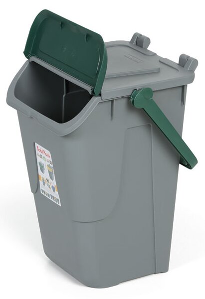 Plastový odpadkový kôš na triedenie odpadu ECOLOGY II, 35 l, sivá/zelená