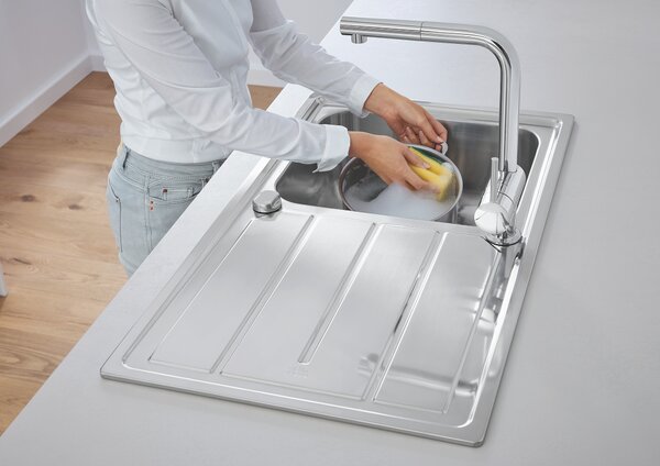 GROHE K500 - Drez z nehrdzavejúcej ocele s odkvapkávačom, kartáčovaná nerezová oceľ 31571SD1