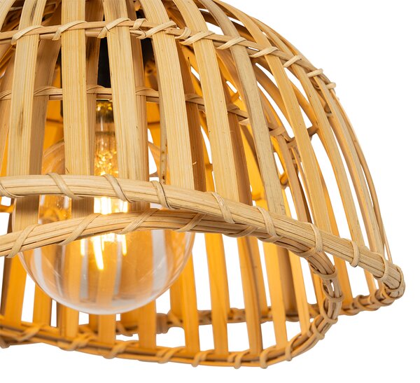 Orientálna závesná lampa čierna s prírodným bambusom 30 cm - Pua