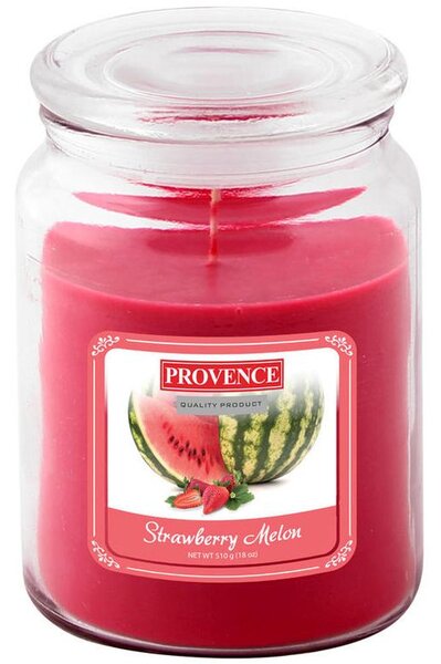 Sviečka v skle s viečkom, jahoda a melón
