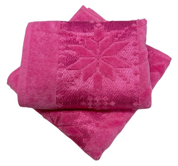 Žakarový froté uterák ružový hviezdička 50x90cm TiaHome